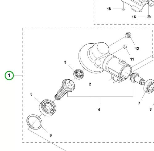 Husqvarna szöghajtómű kúpfogaskerék 135R, 535RX, 535RXT fűkaszához robbantott ábra