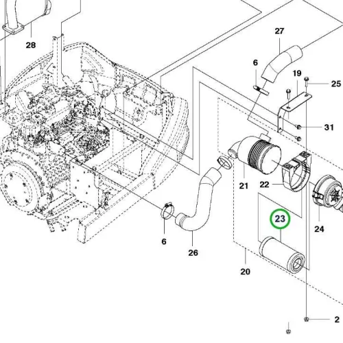 Husqvarna légszűrőbetét P 520D, P 520DX riderhez robbantott ábra