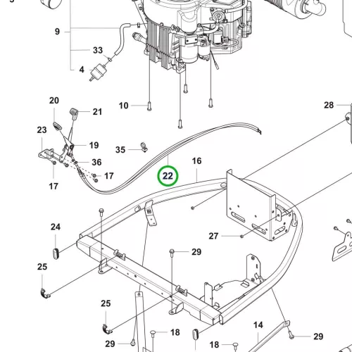 Husqvarna gáz és szivató bowden P 524X riderhez robbantott ábra