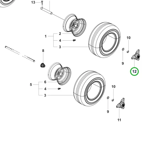 Husqvarna kerékagy védőkupak szürke R 214TC, R 318X, R 214C riderhez robbantott ábra