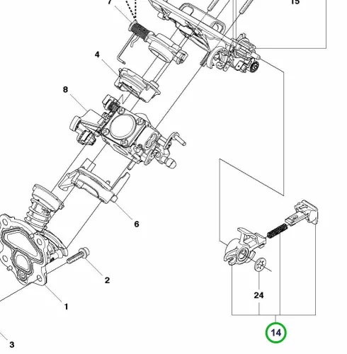 Husqvarna vezérlő karburátorhoz 445 II, 450 II láncfűrészhez robbantott ábra