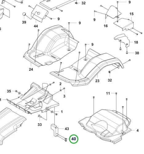 Husqvarna burkolatcsavar M6x19 P 524X, P 524X EFI, P 524 riderhez robbantott ábra