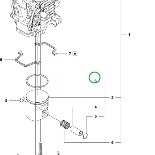 Husqvarna dugattyúgyűrű 41 mm 135, 140, 435, 440 láncfűrészhez robbantott ábra