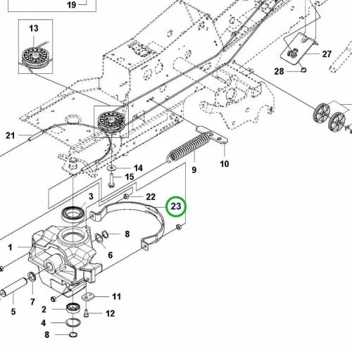 Husqvarna huzalvezető kormányzáshoz R 214TC, R 216T AWD riderhez robbantott ábra