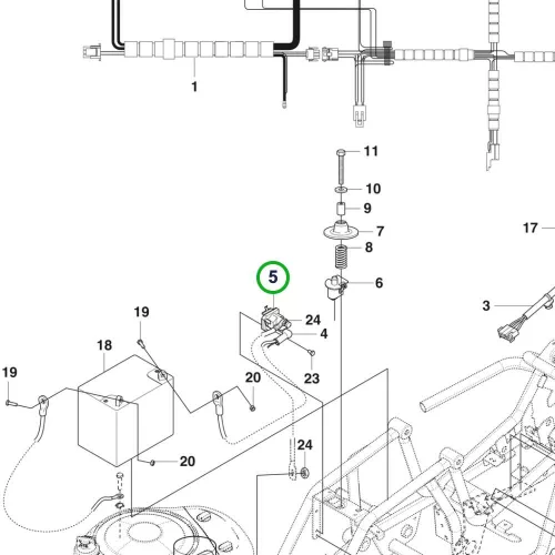 Husqvarna relé R 112C, R 214TC, R 316TX AWD riderhez robbantott ábra
