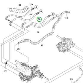 Husqvarna hidraulikatömlő 1/2 col 660 mm R 418TsX AWD riderhez robbantott ábra