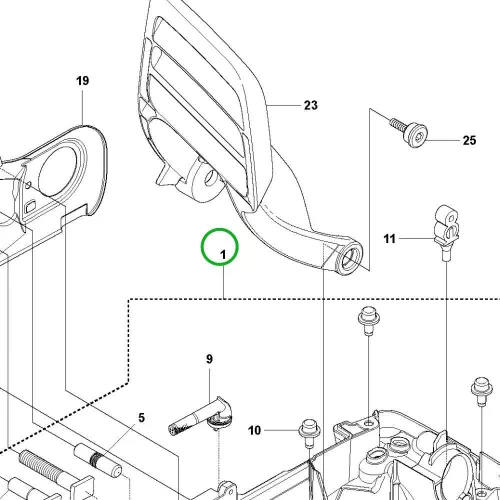Husqvarna forgattyúsház 135, 140, 435, 440 láncfűrészhez robbantott ábra