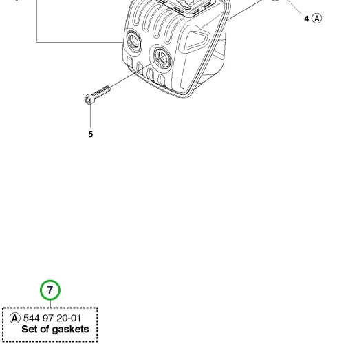 Husqvarna tömítéskészlet henger kipufogó 445 II, 450 II láncfűrészhez robbantott ábra