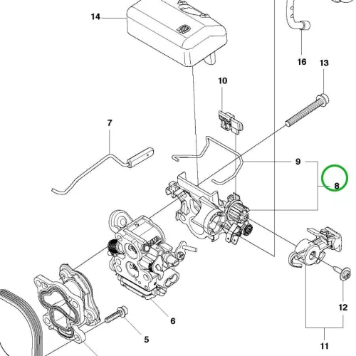 Husqvarna légszűrő tartó 135, 140, 435, 440 láncfűrészhez robbantott ábra
