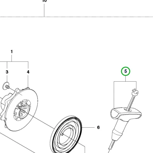 Husqvarna berántó fogantyú kötéllel 120 Mark II, 130 láncfűrészhez robbantott ábra