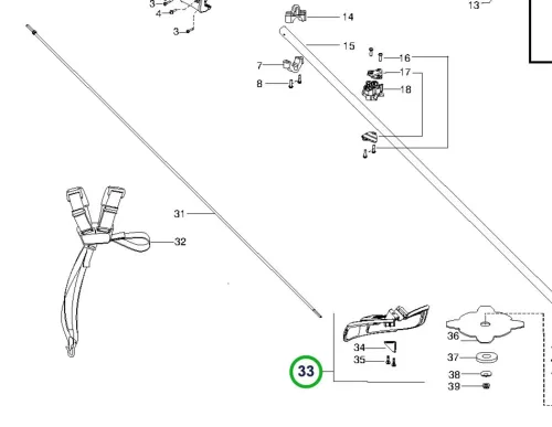 Husqvarna kombinált szórásvédő 128R, 128L, 128LDX szegélyvágóhoz robbantott ábra