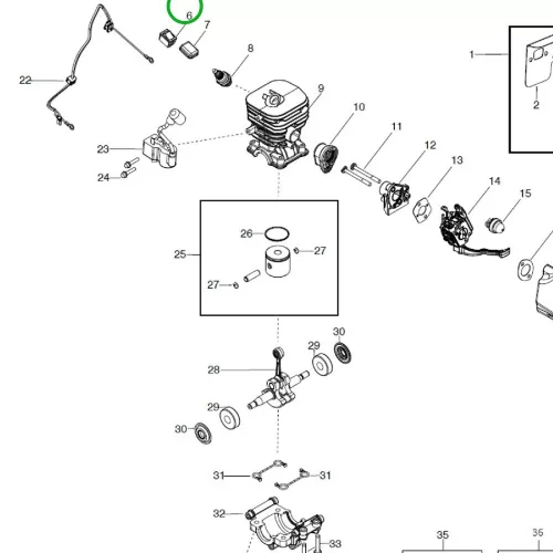 Husqvarna kapcsoló 125BVx lombfúvóhoz robbantott ábra