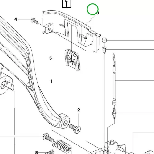 Husqvarna hátsó kerék burkolat 120 Mark II, 230, 235 láncfűrészhez robbantott ábra