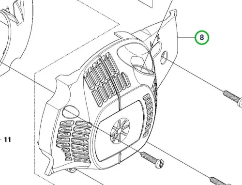 Husqvarna ventilátorház 120 Mark II láncfűrészhez robbantott ábra