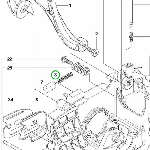 Husqvarna kézvédő pozícionáló rugó 120 Mark II láncfűrészhez robbantott ábra