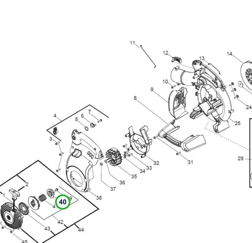 Husqvarna berántó agy 125B, 125BVx lombfúvóhoz robbantott ábra