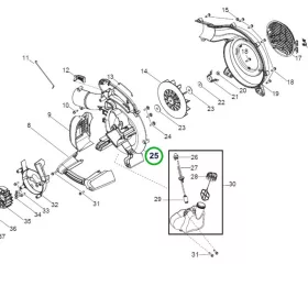 Husqvarna belső csigaház 125B, 125BVx lombfúvóhoz robbantott ábra