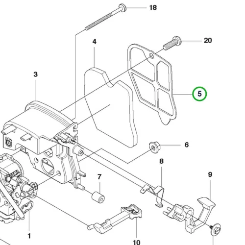 Husqvarna légszűrő tartólemez 120 Mark II láncfűrészhez robbantott ábra