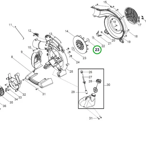 Husqvarna járókerék alátét 125B, 125BVx lombfúvóhoz robbantott ábra