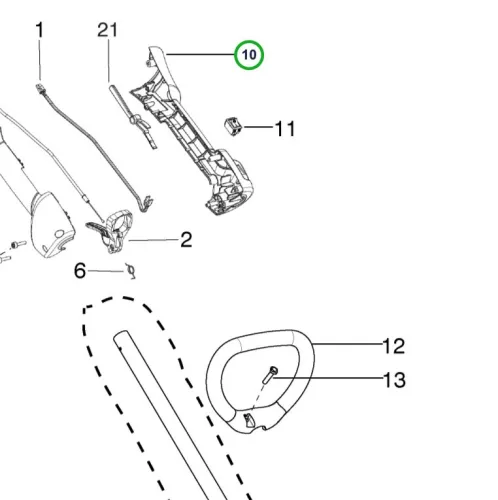 Husqvarna fogantyúház 129C, 129LK, 128C szegélyvágóhoz robbantott ábra