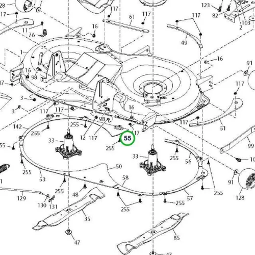 Husqvarna bal első védőlemez 108 cm TC 242T fűnyírótraktorhoz robbantott ábra