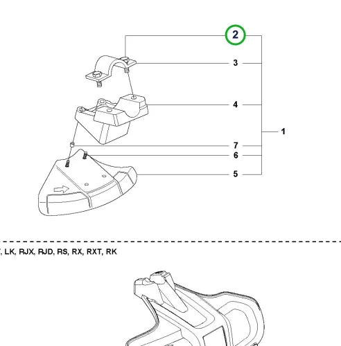 Husqvarna tartozék rögzítőcsavar 525LK, 555RXT, 535RX fűkaszához robbantott ábra