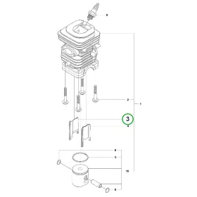 Husqvarna bal oldali hengerbetét 38 cm3 120 Mark II láncfűrészhez robbantott ábra
