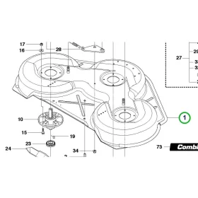 Husqvarna vágóasztal ház szürke dugóval 112 cm R 316Ts AWD riderhez robbantott ábra