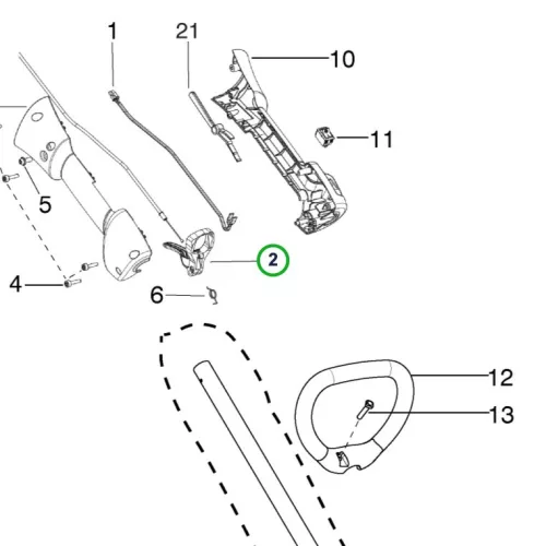 Husqvarna gázkar kioldó 129C, 129LK, 128C szegélyvágóhoz robbantott ábra