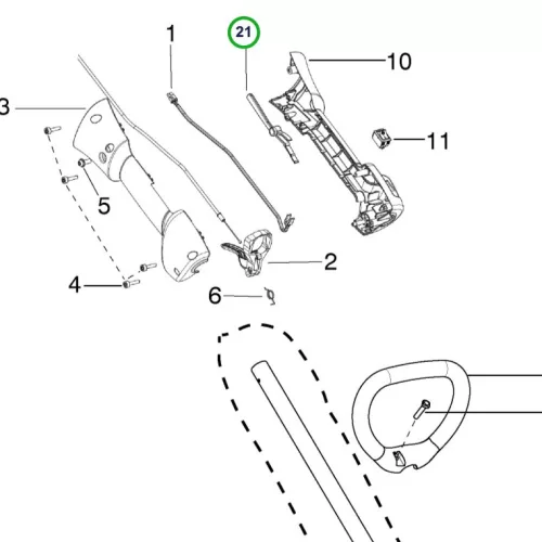 Husqvarna gázkarelem 21. pozíció 129C, 129LK, 128LDX szegélyvágóhoz robbantott ábra