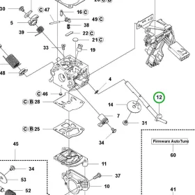 Husqvarna karburátor tengely komplett 550 XP, 545 láncfűrészhez robbantott ábra