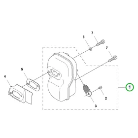 Husqvarna kipufogódob készlet 545RX, 545F, 545FX fűkaszához robbantott ábra