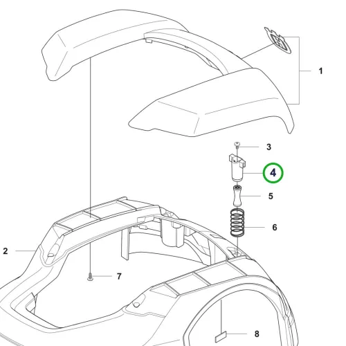 Husqvarna emelésérzékelő rögzítő Automower 305, 308 robotfűnyíróhoz robbantott ábra