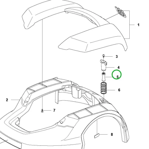 Husqvarna gumibak R80Li, Automower 305, 308, 105 robotfűnyíróhoz robbantott ábra