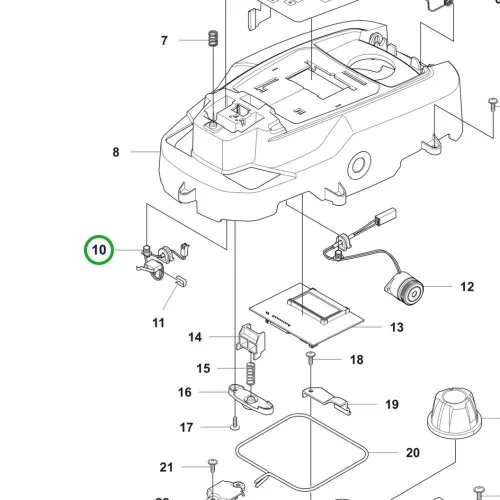Husqvarna mikrokapcsoló Automower 305, 308, 105 robotfűnyíróhoz robbantott ábra