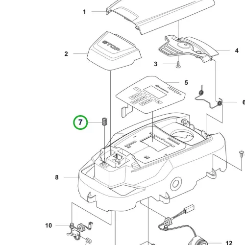 Husqvarna kezelőpanel rugó Automower 305, 308V, 405X robotfűnyíróhoz robbantott ábra