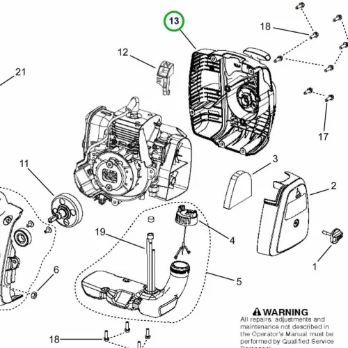 Husqvarna berántó komplett 122C, 122R, 129R szegélyvágóhoz robbantott ábra
