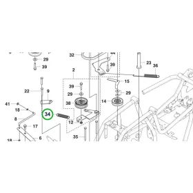 Husqvarna szíjfeszítő rugó hajtómű R 112C, R 111B riderhez robbantott ábra