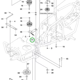 Husqvarna szíjfeszítő rugó R 111B riderhez robbantott ábra
