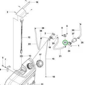 Husqvarna üzemanyagrendszer bilincs P 524, P 525D, P 525DX riderhez robbantott ábra