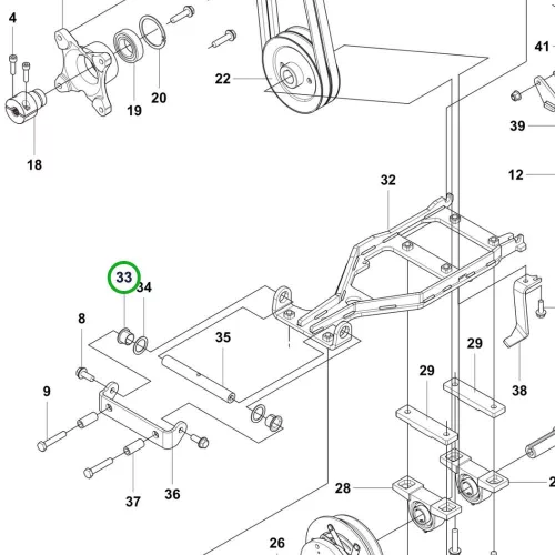 Husqvarna PTO csapágy P 525DX, P 520DX, P 535HX riderhez robbantott ábra