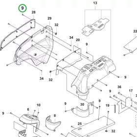 Husqvarna csavar elektromos és kormány P 524X, P 525DX riderhez robbantott ábra