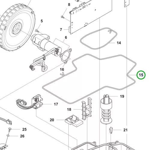 Husqvarna tömítőszalag alsó váz Automower 305, 308 robotfűnyíróhoz robbantott ábra