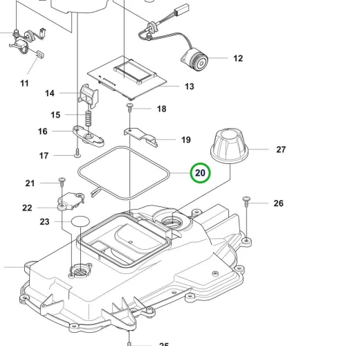 Husqvarna tömítőszalag felső váz Automower 305, 308 robotfűnyíróhoz robbantott ábra