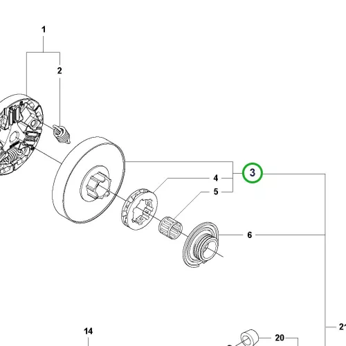 Husqvarna kuplungdob .325" 7 fogas 555, 545, 550 XP láncfűrészhez robbantott ábra
