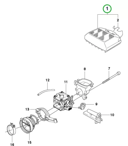 Husqvarna légszűrő 44 mikronos 365, 372 XP láncfűrészhez robbantott ábra