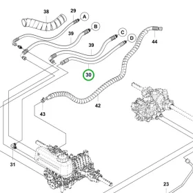 Husqvarna hidraulikatömlő 1/2 col 530 mm R 418TsX AWD riderhez robbantott ábra
