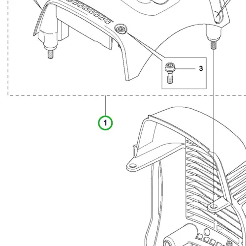 Husqvarna hengerburkolat csavarokkal 555RXT, 555FXT fűkaszához robbantott ábra