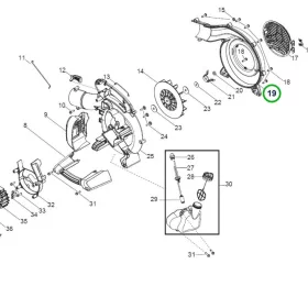 Husqvarna külső csigaház egység 125B, 125BVx lombfúvóhoz robbantott ábra