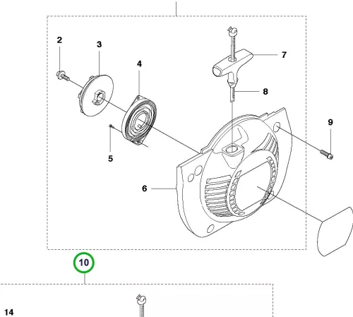 Husqvarna berántó komplett csavarokkal 345FX, 343R, 343FR fűkaszához robbantott ábra